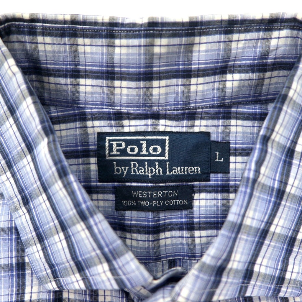 Polo by Ralph Lauren Camicia elegante anni '90 L Blu a quadri Cotone WESTERTON