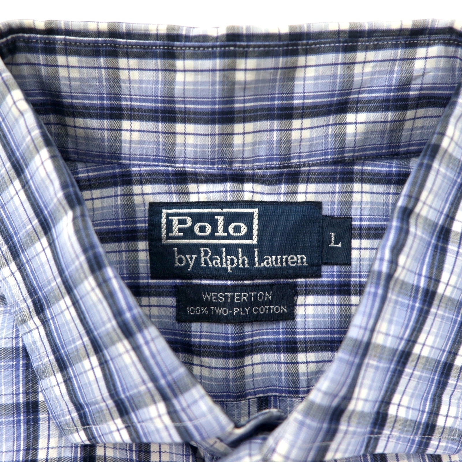Polo by Ralph Lauren Camicia elegante anni '90 L Blu a quadri Cotone WESTERTON