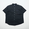 Ralph Lauren anni '90 BLAKE Camicia a maniche corte button-down XL Cotone Ricamo piccolo pony nero