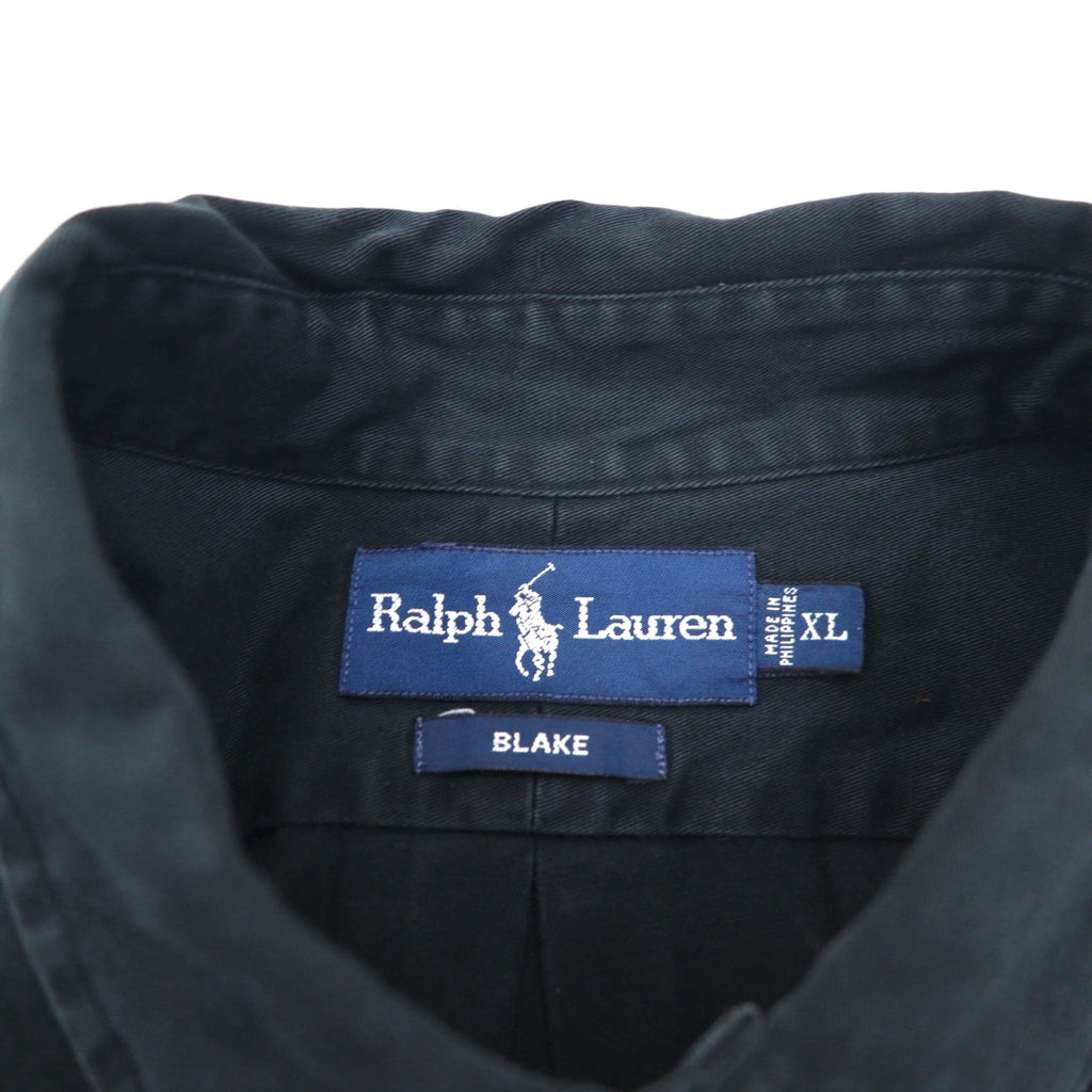 Ralph Lauren anni '90 BLAKE Camicia a maniche corte button-down XL Cotone Ricamo piccolo pony nero