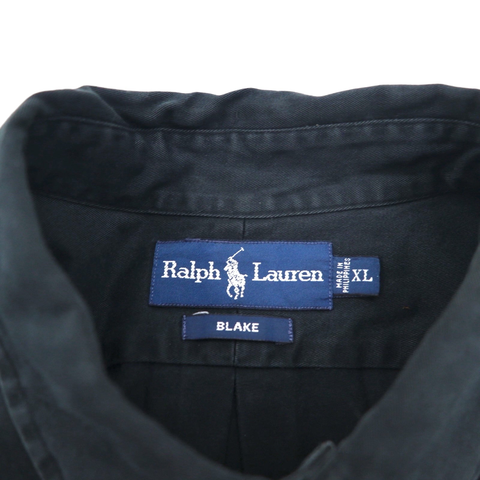 Ralph Lauren anni '90 BLAKE Camicia a maniche corte button-down XL Cotone Ricamo piccolo pony nero