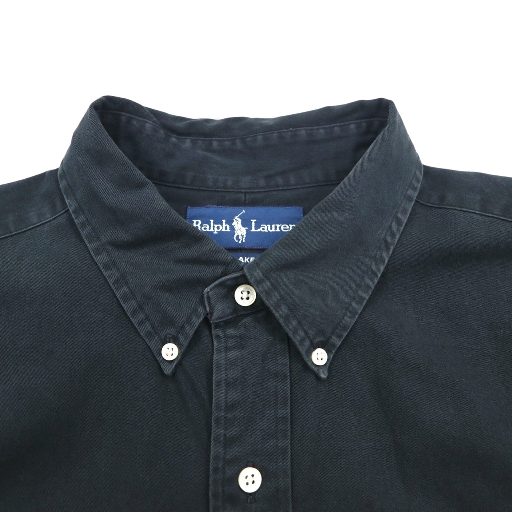 Ralph Lauren anni '90 BLAKE Camicia a maniche corte button-down XL Cotone Ricamo piccolo pony nero