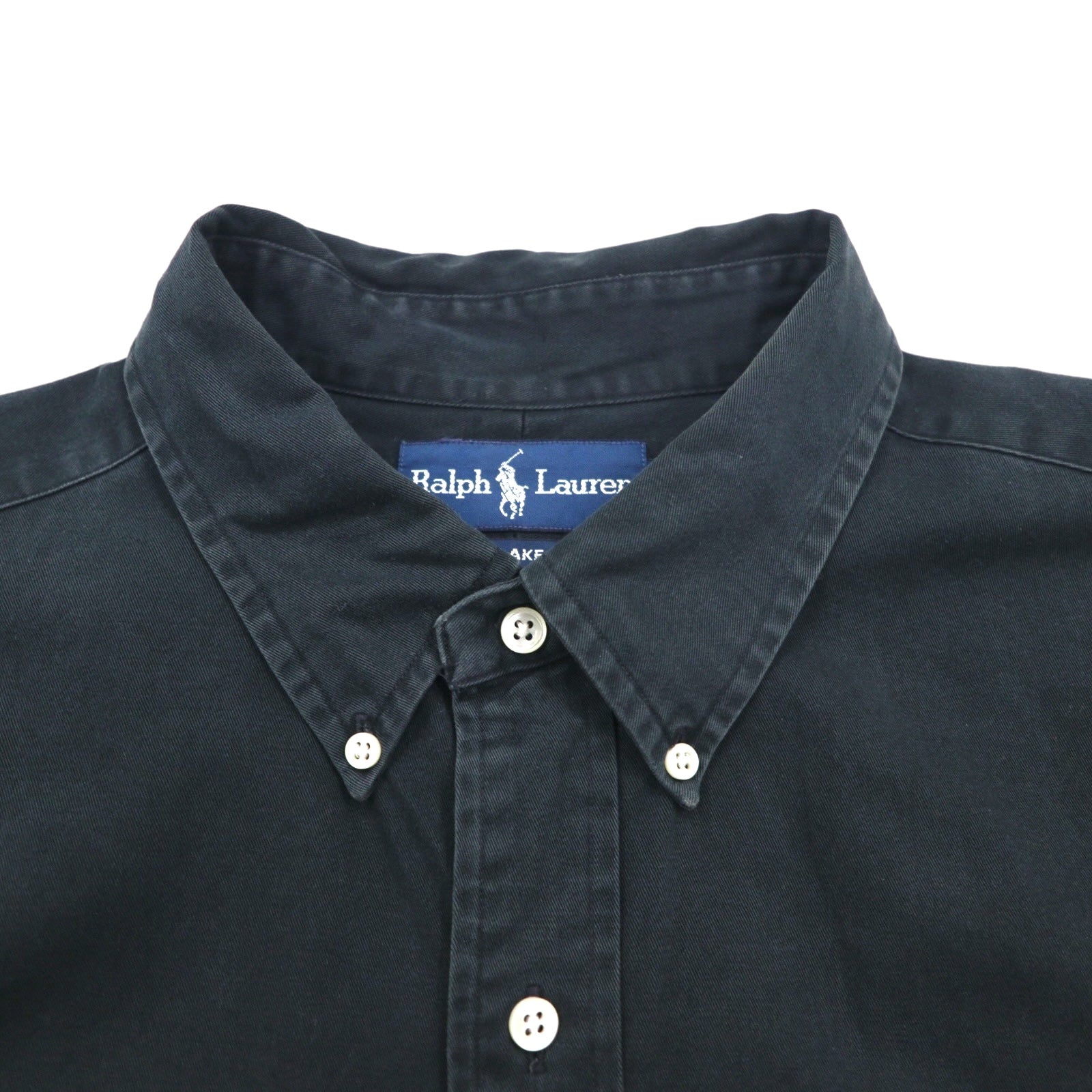 Ralph Lauren anni '90 BLAKE Camicia a maniche corte button-down XL Cotone Ricamo piccolo pony nero