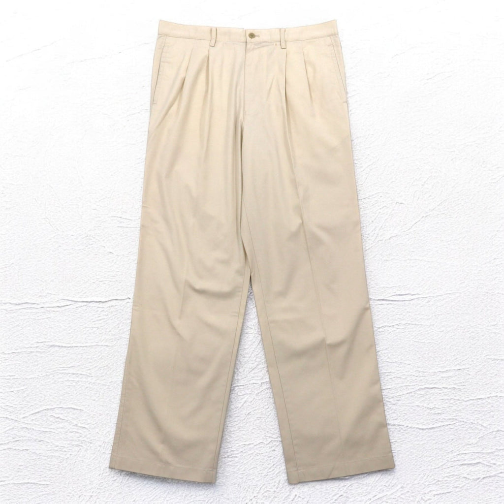 Crocodile Pantaloni Chino con Pinces Dry-Touch L Beige Cotone 1605-08620