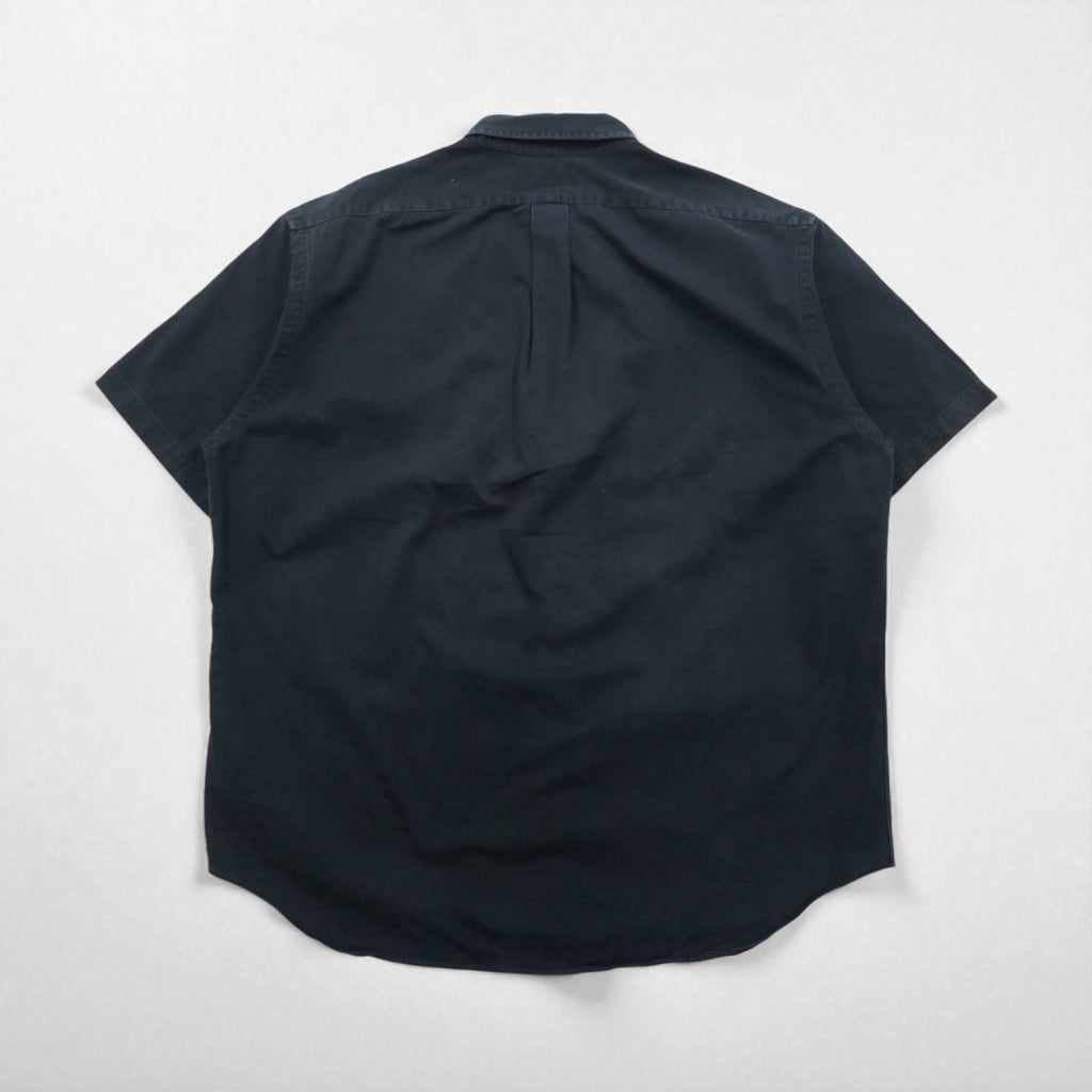 Ralph Lauren anni '90 BLAKE Camicia a maniche corte button-down XL Cotone Ricamo piccolo pony nero