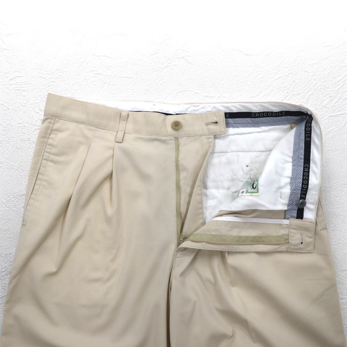 Crocodile Pantaloni Chino con Pinces Dry-Touch L Beige Cotone 1605-08620