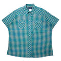 Camicia western a maniche corte Wrangler anni '90, a scacchi, verde, in cotone, con bottoni a pressione, taglia 3XT, oversize.