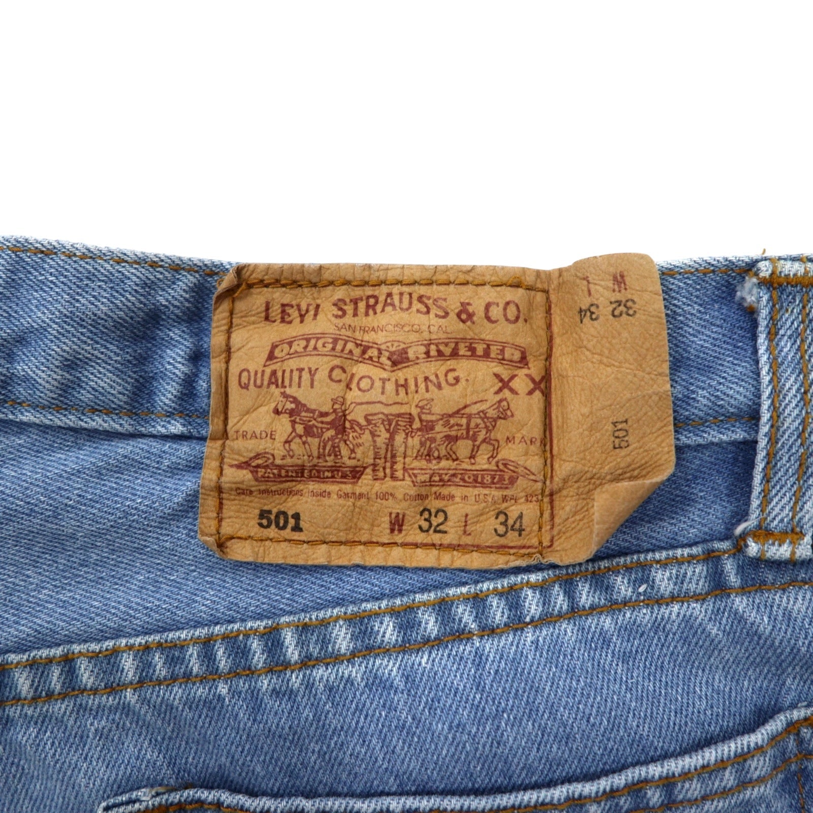 Levi's USA 90s 501 Jeans 32 Blu Stone Wash Cotone Chiusura a bottoni 501-0193
