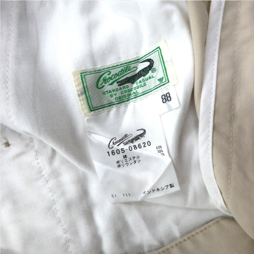 Crocodile Pantaloni Chino con Pinces Dry-Touch L Beige Cotone 1605-08620