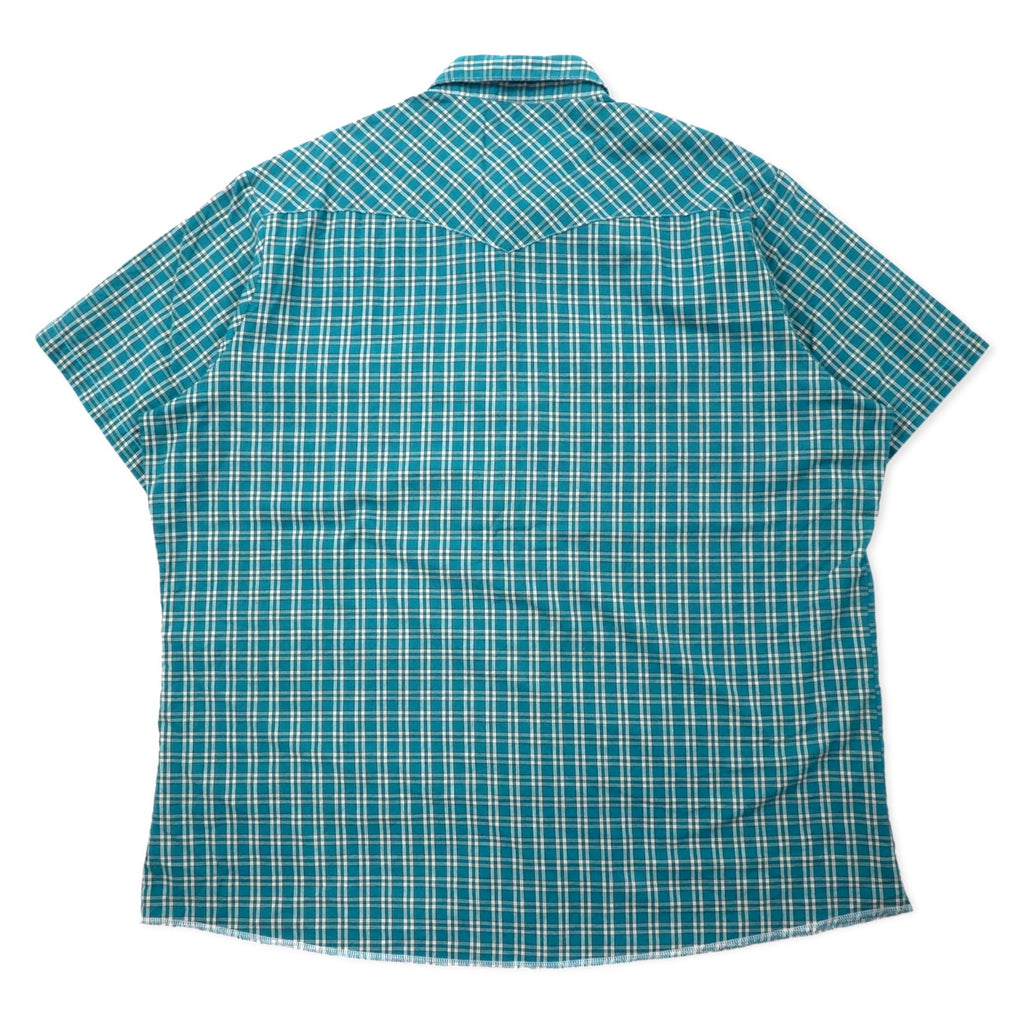 Camicia western a maniche corte Wrangler anni '90, a scacchi, verde, in cotone, con bottoni a pressione, taglia 3XT, oversize.