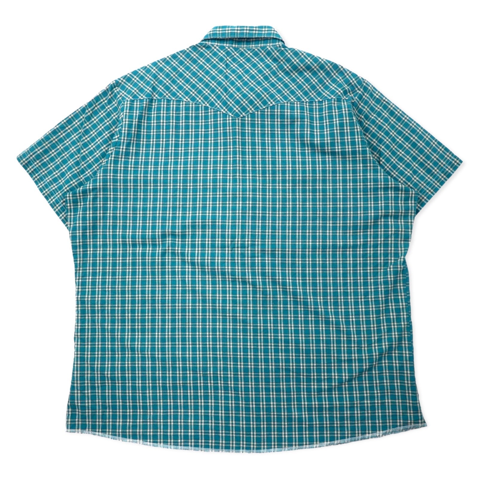 Camicia western a maniche corte Wrangler anni '90, a scacchi, verde, in cotone, con bottoni a pressione, taglia 3XT, oversize.