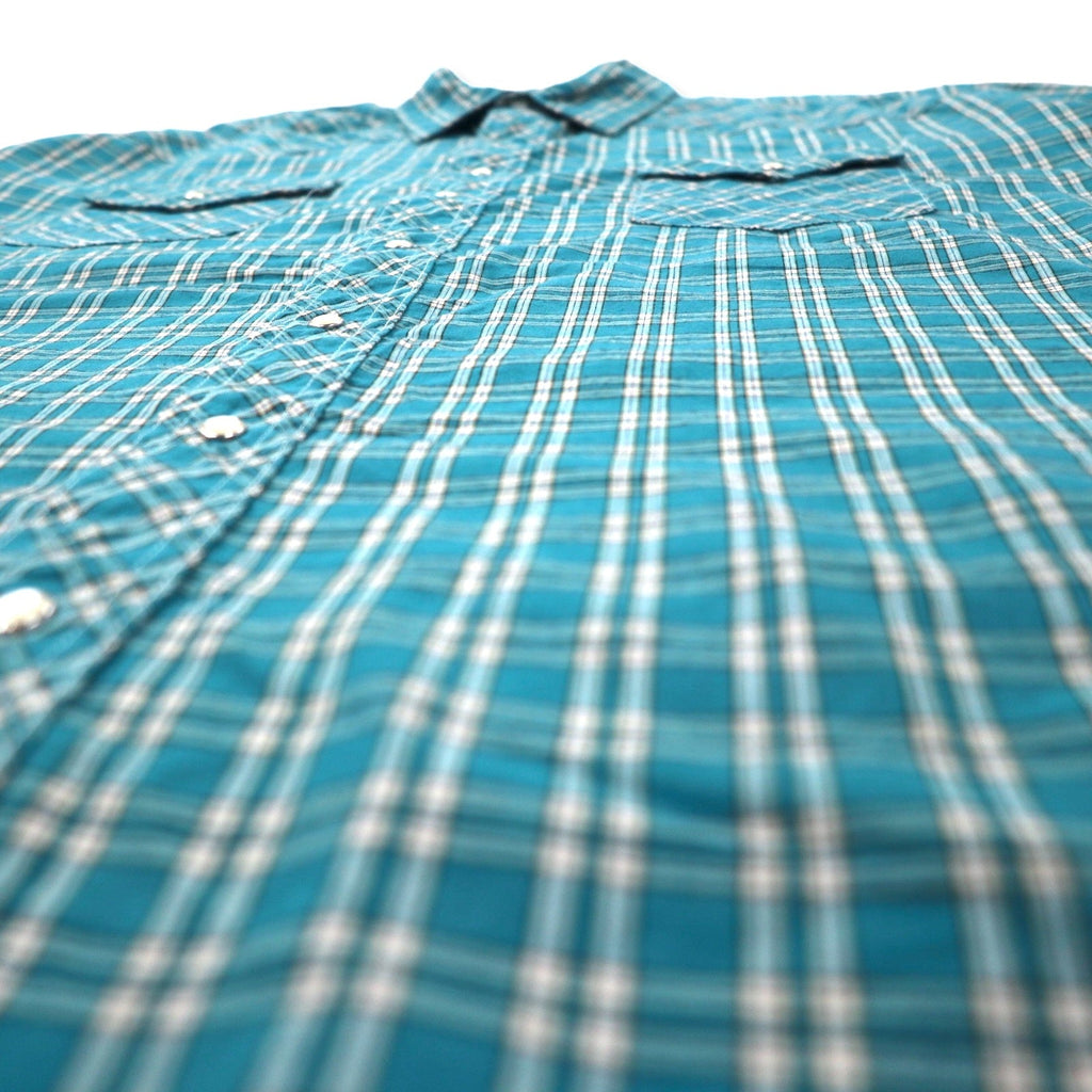 Camicia western a maniche corte Wrangler anni '90, a scacchi, verde, in cotone, con bottoni a pressione, taglia 3XT, oversize.