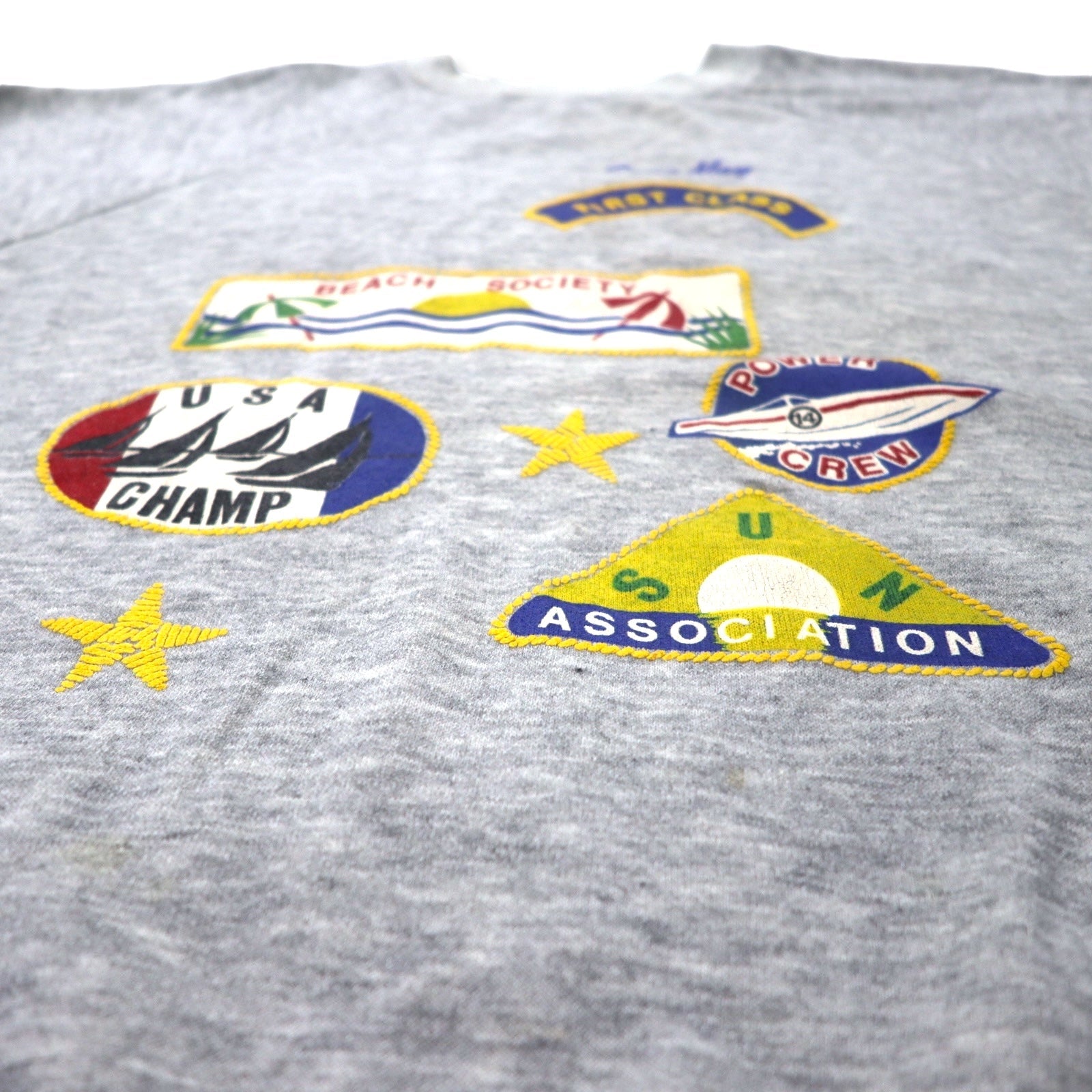 Felpa SIGNAL USA anni '90 con toppa stampata XL grigia in cotone felpato