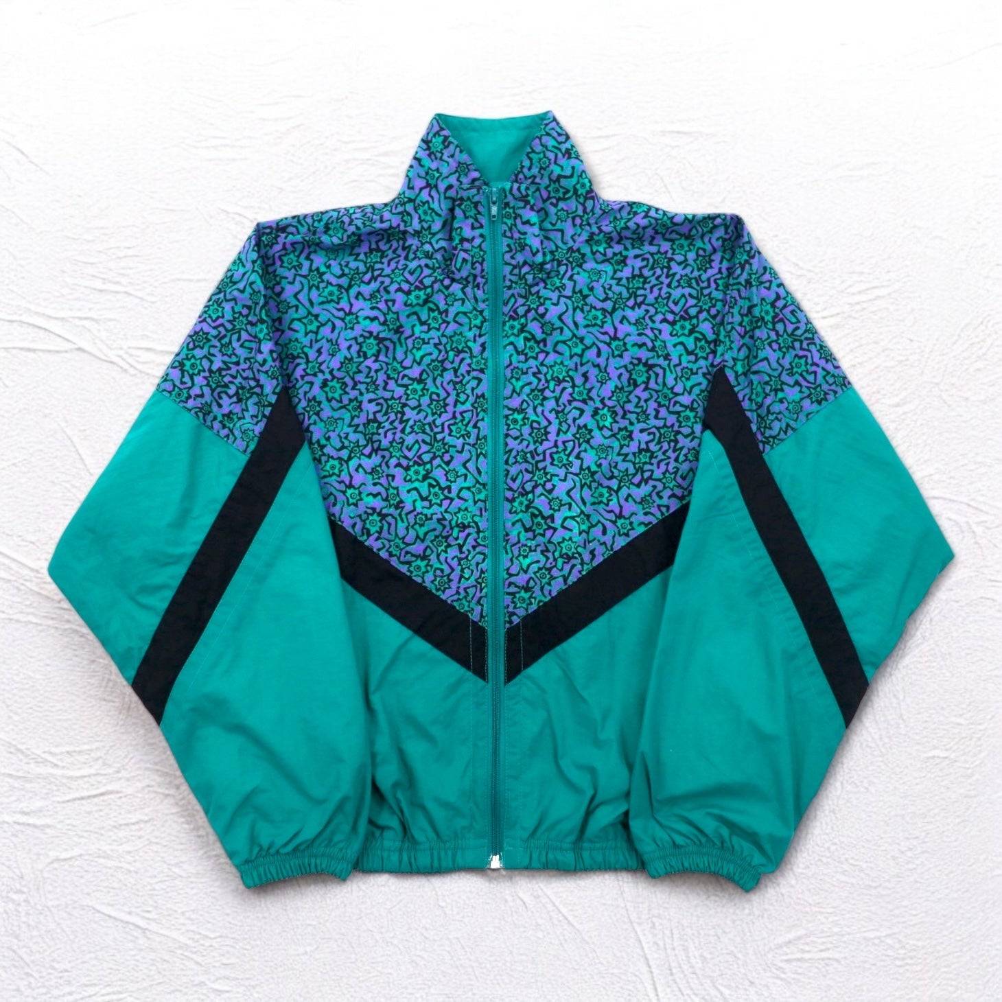Giacca sportiva Vintage anni '90 IPFU Track Jacket verde taglia M in nylon fantasia