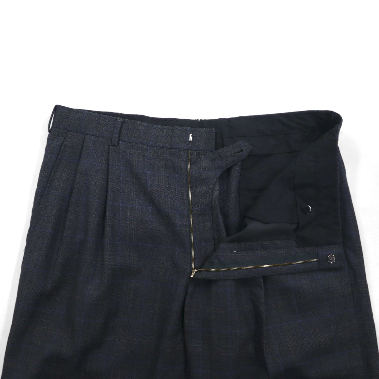 Brooks Brothers Golden Fleece Pantaloni Larghi a Due Pieghe con Risvolto Sartoriale L Grigio a Quadri in Lana