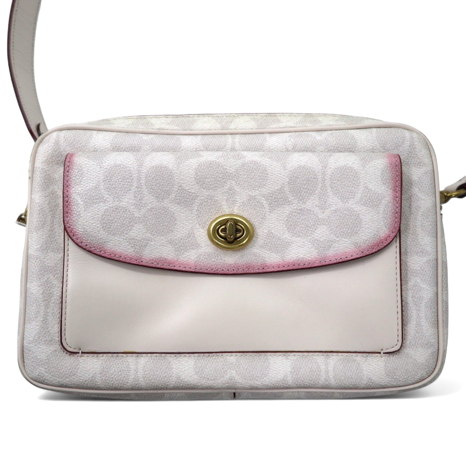 COACH Signature Camera Bag Borsa a Tracolla Bianco PVC Pelle B2032-640
