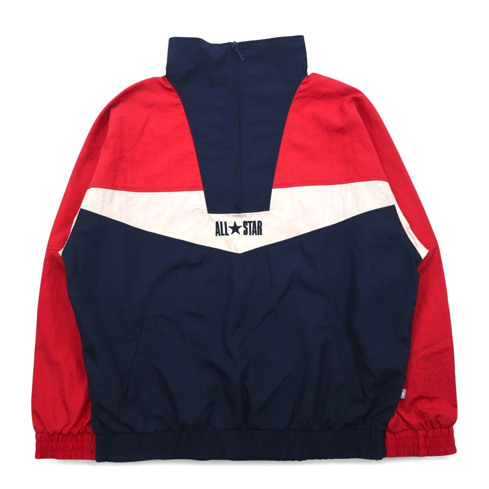 CONVERSE Giacca in nylon a collo alto con mezza zip M Blu Marino Tricolore