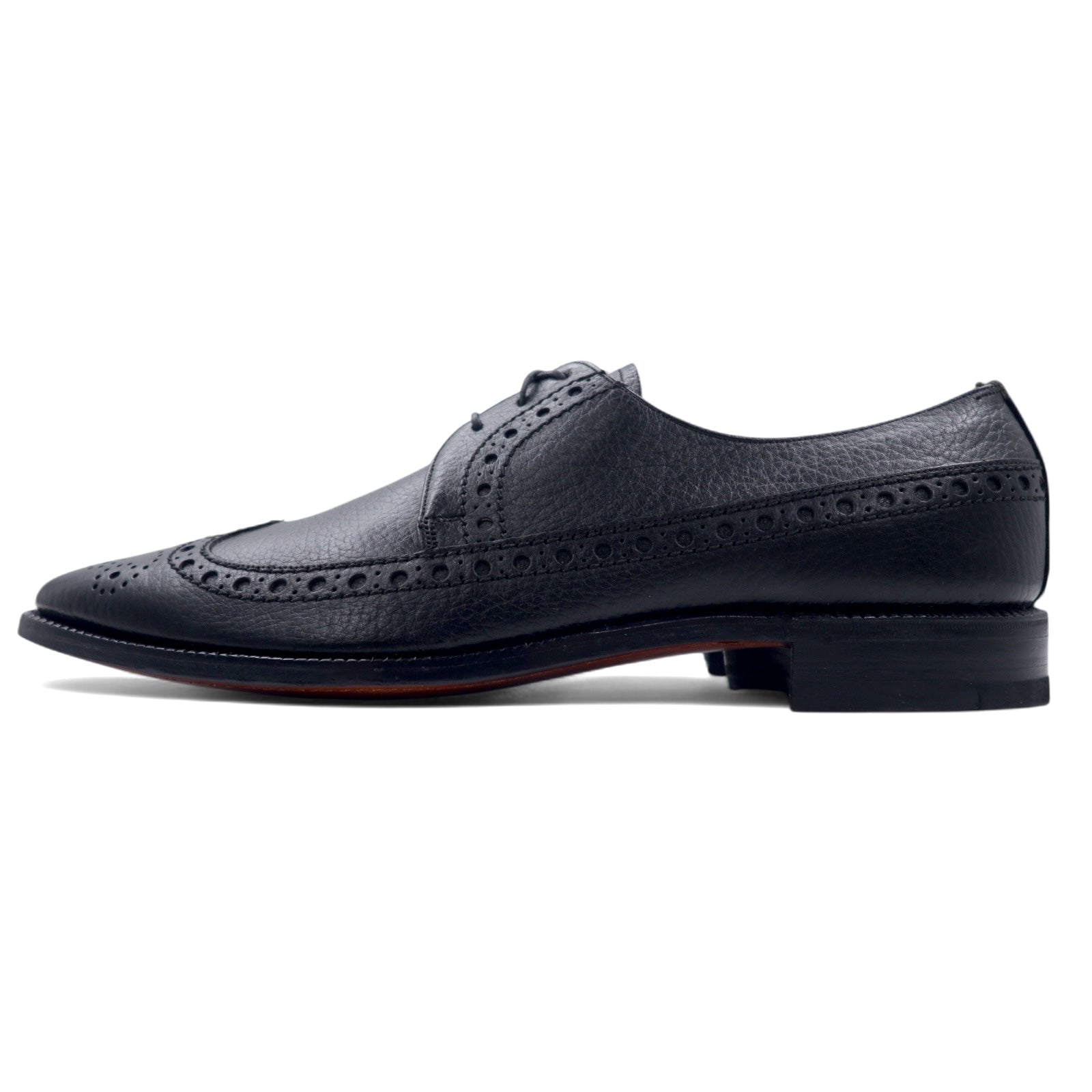 The Saxon by FLORSHEIM anni '60 wingtip scarpe eleganti 27.5cm nere pelle bottalata deadstock nuove