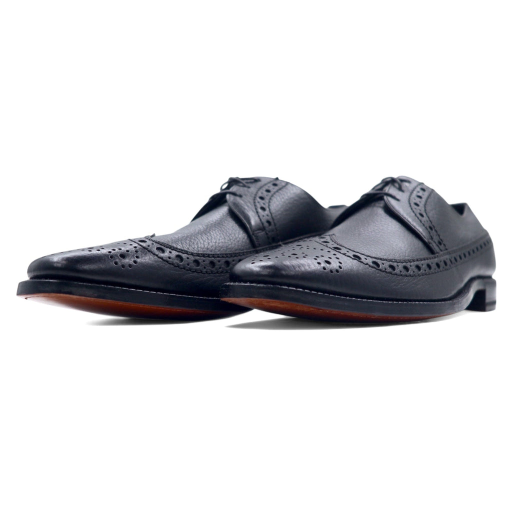 The Saxon by FLORSHEIM anni '60 wingtip scarpe eleganti 27.5cm nere pelle bottalata deadstock nuove