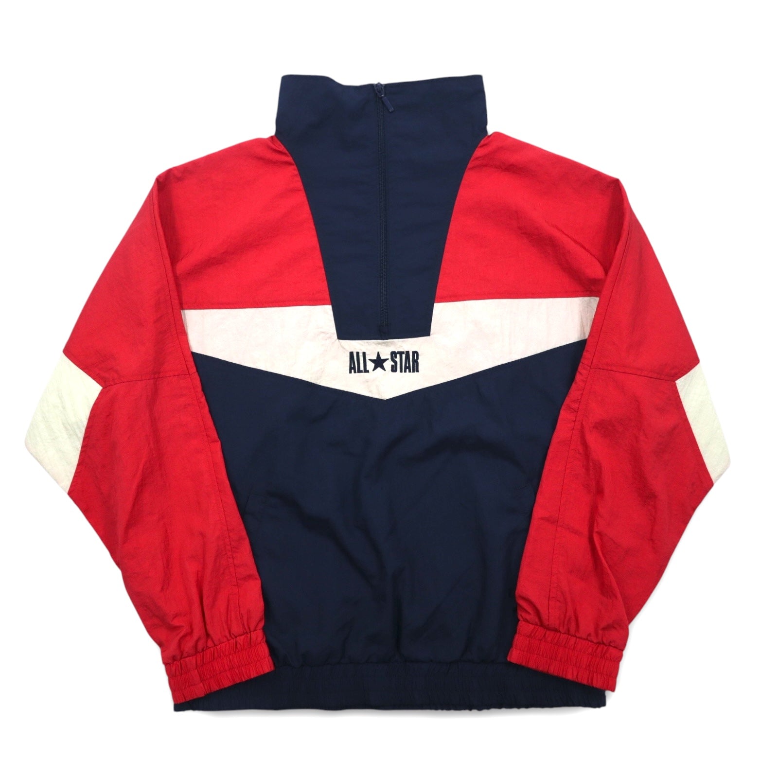 CONVERSE Giacca in nylon a collo alto con mezza zip M Blu Marino Tricolore