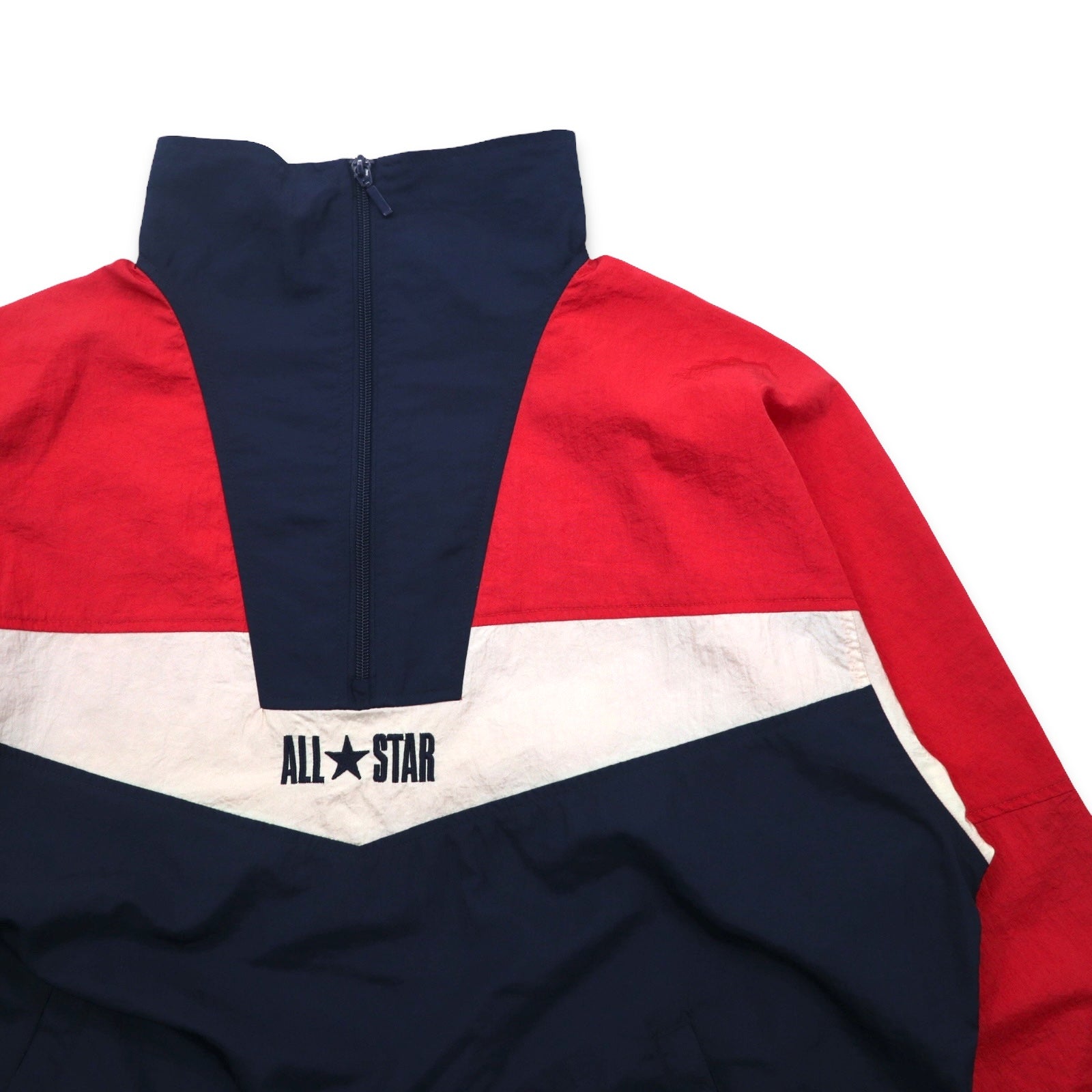 CONVERSE Giacca in nylon a collo alto con mezza zip M Blu Marino Tricolore