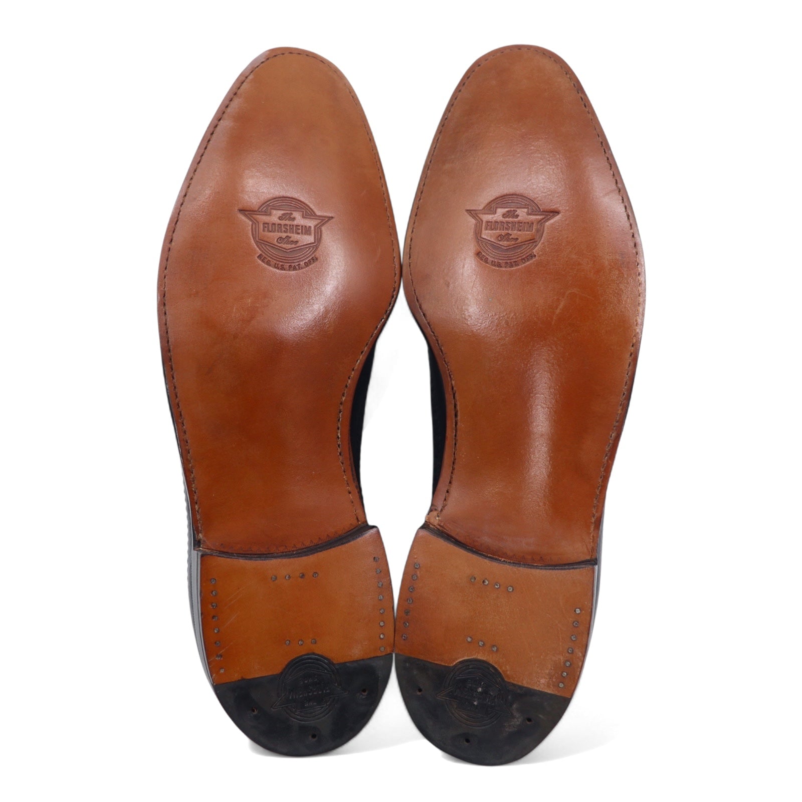 The Saxon by FLORSHEIM anni '60 wingtip scarpe eleganti 27.5cm nere pelle bottalata deadstock nuove