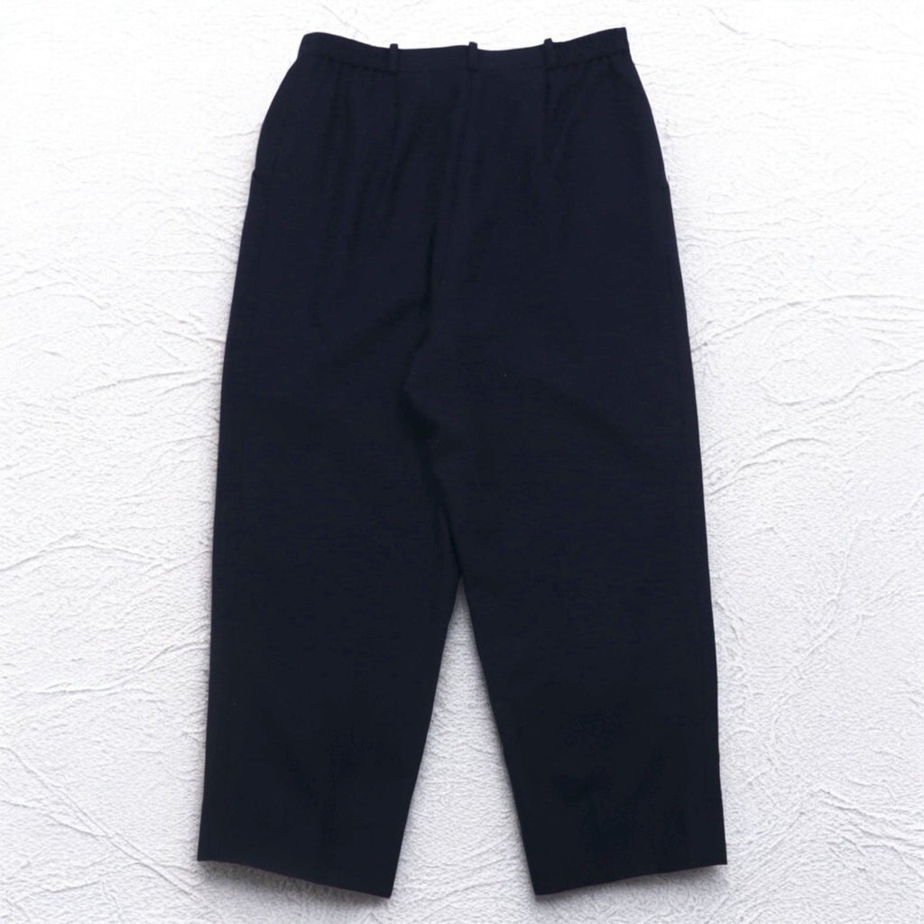 DAKS Pantaloni alla caviglia a pieghe facili in misto cashmere, taglia M, blu navy, lana, Made in Japan
