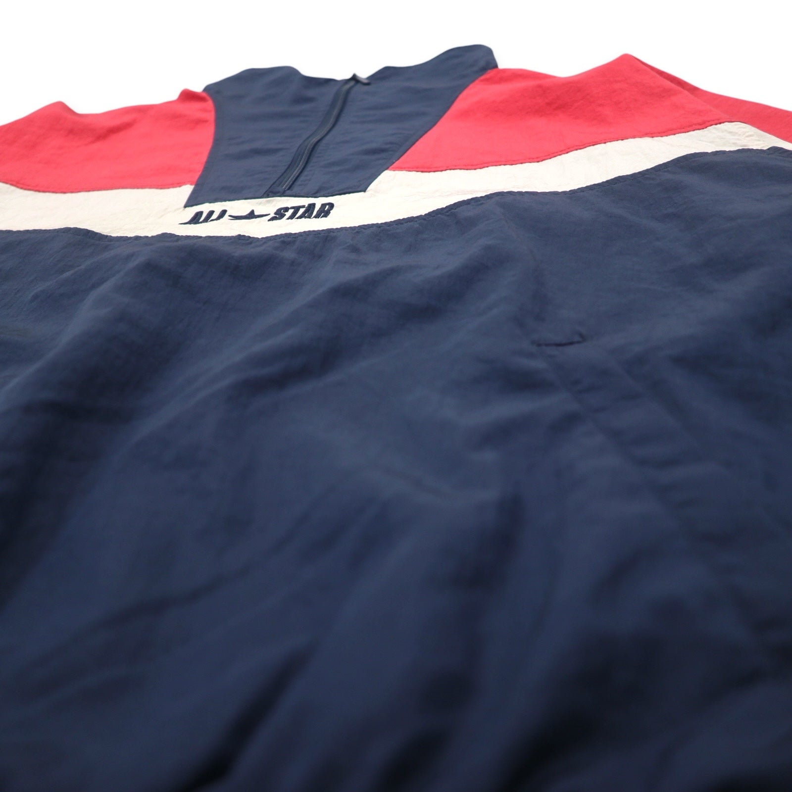 CONVERSE Giacca in nylon a collo alto con mezza zip M Blu Marino Tricolore