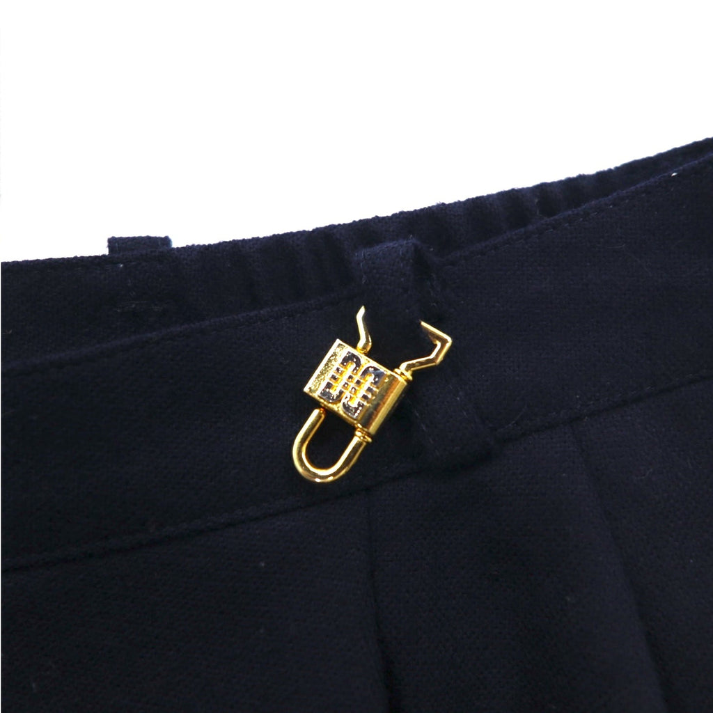 DAKS Pantaloni alla caviglia a pieghe facili in misto cashmere, taglia M, blu navy, lana, Made in Japan