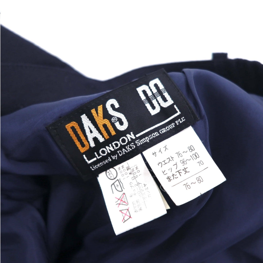DAKS Pantaloni alla caviglia a pieghe facili in misto cashmere, taglia M, blu navy, lana, Made in Japan