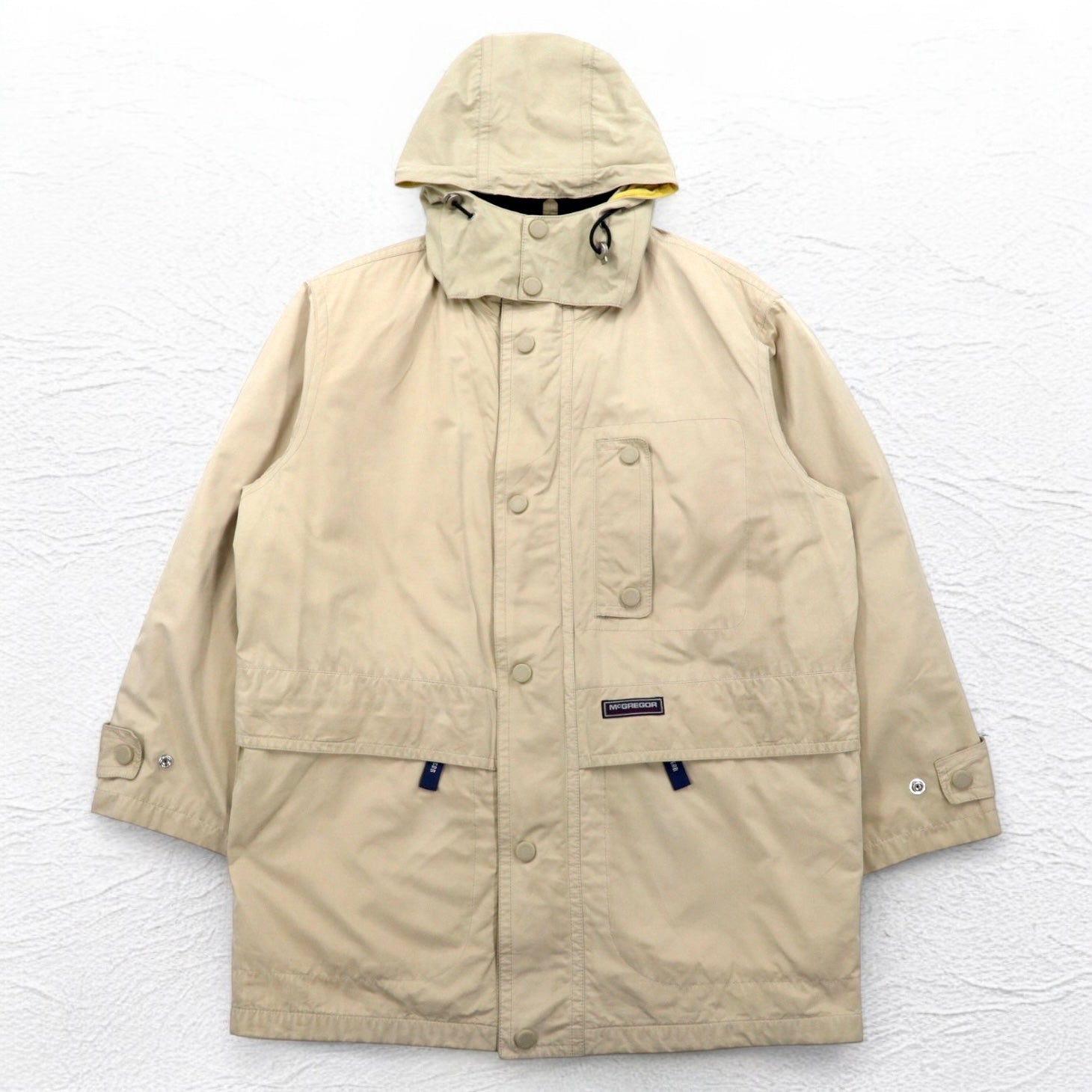 McGREGOR Anni '90 Giacca a vento M Beige Coulisse Cappuccio staccabile