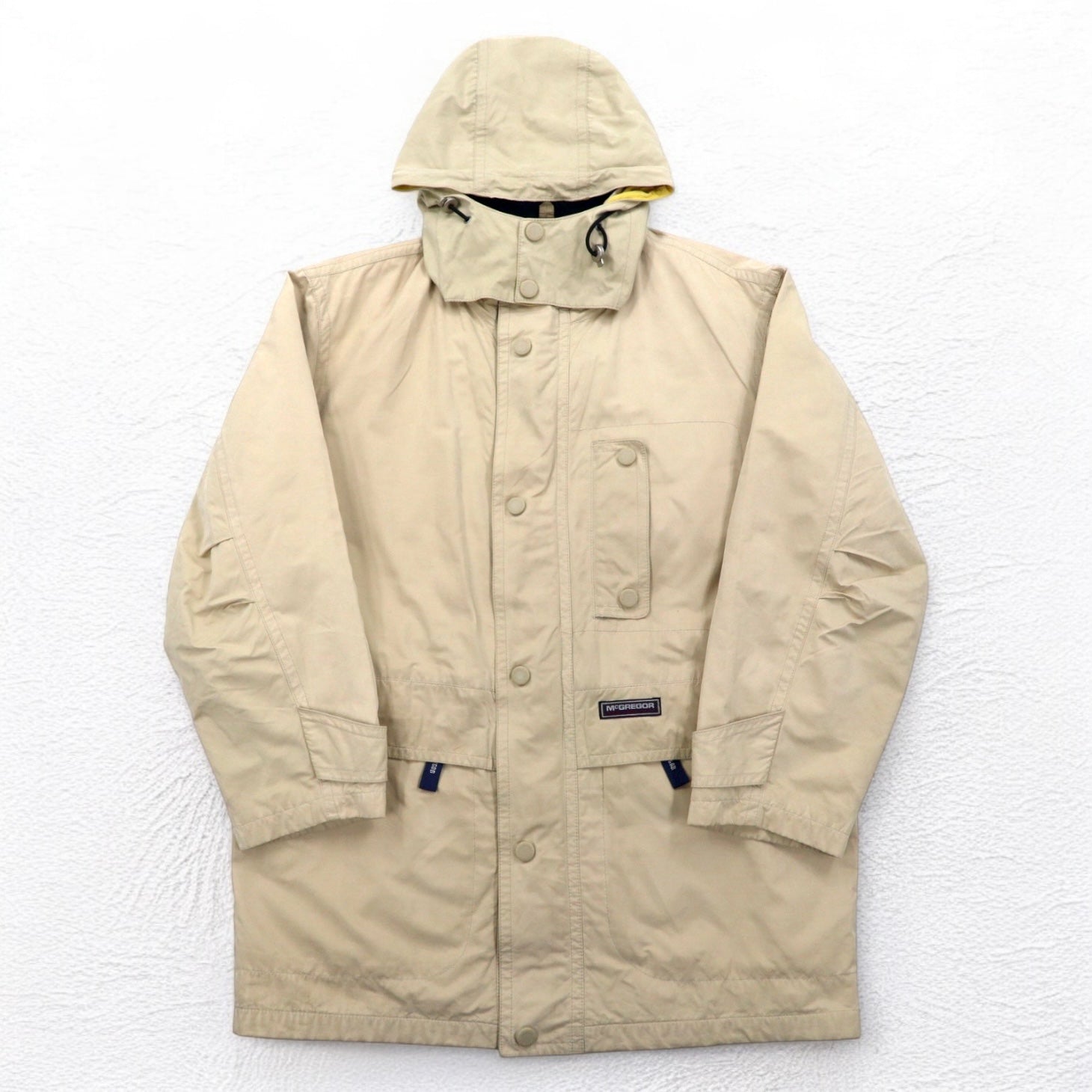 McGREGOR Anni '90 Giacca a vento M Beige Coulisse Cappuccio staccabile