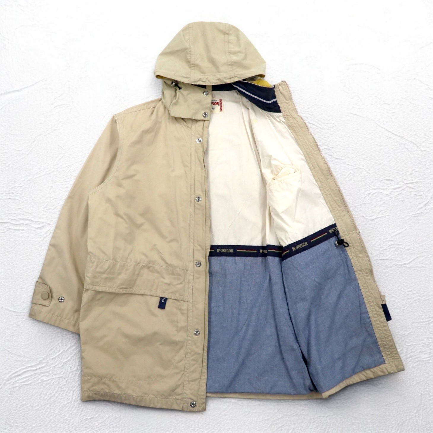 McGREGOR Anni '90 Giacca a vento M Beige Coulisse Cappuccio staccabile