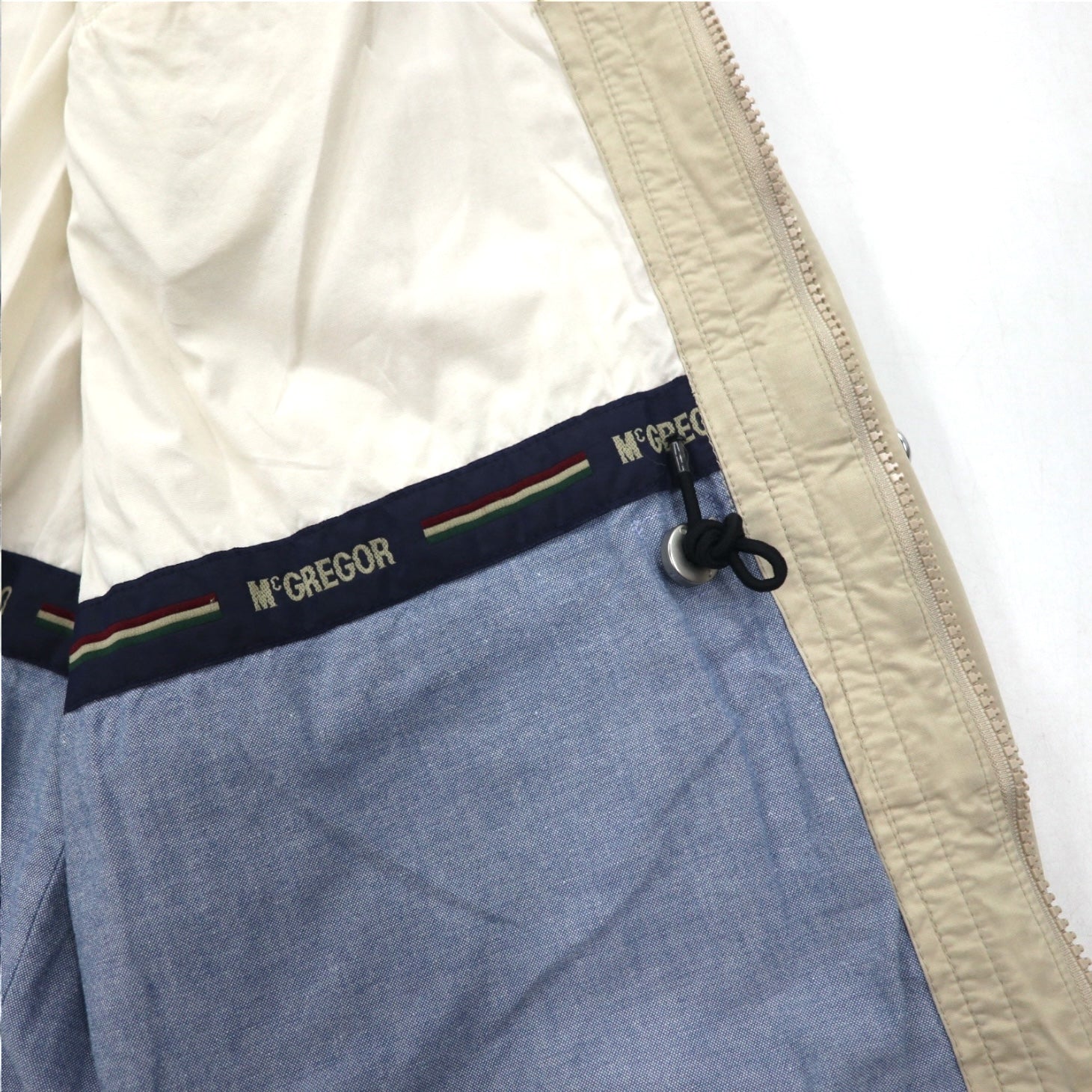 McGREGOR Anni '90 Giacca a vento M Beige Coulisse Cappuccio staccabile