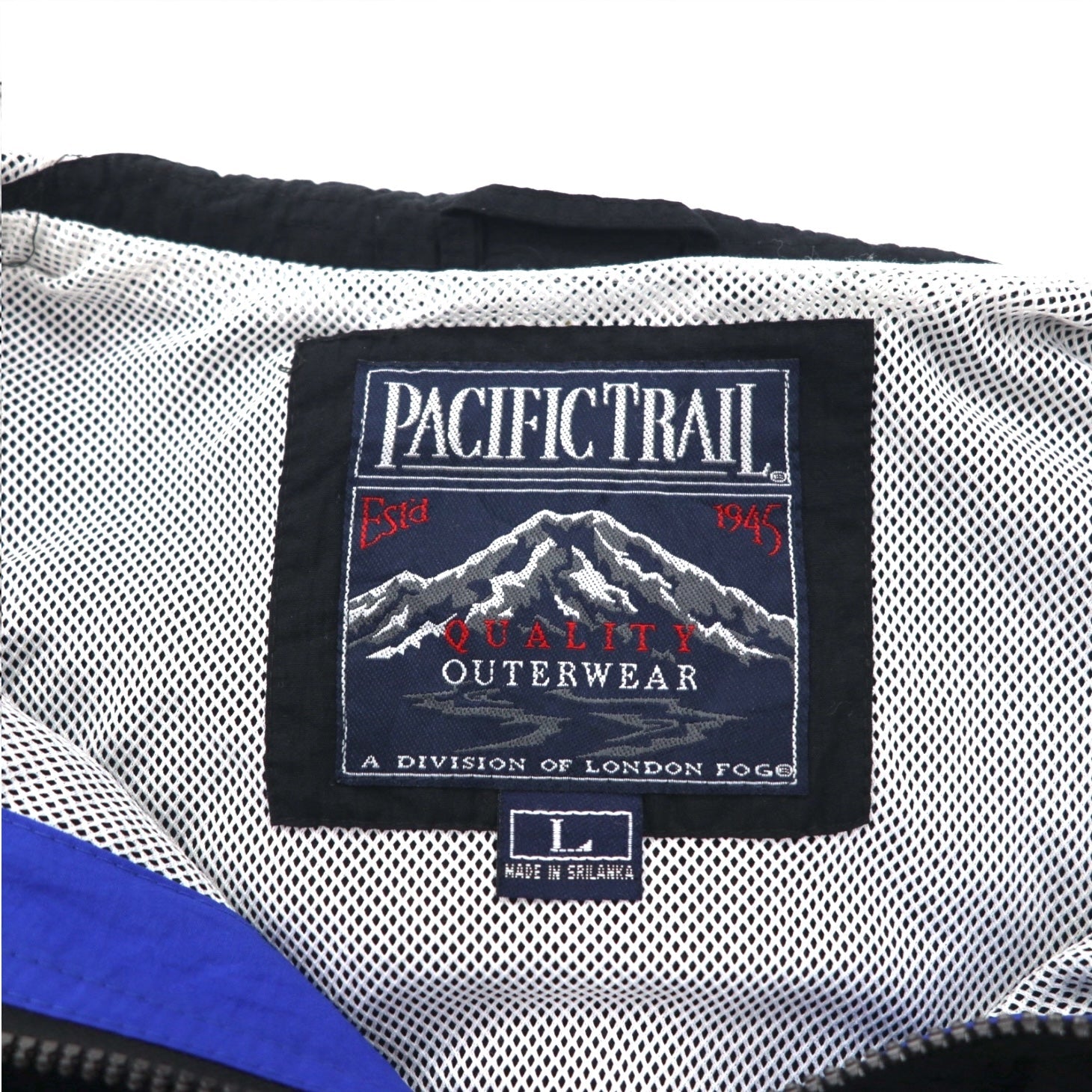 PACIFIC TRAIL (LONDON FOG) Shell Parka Anni '90 Taglia L Nero Nylon Coulisse Prodotto in Sri Lanka