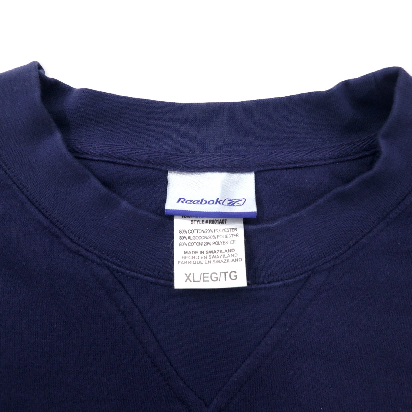 Reebok anni '00 NFL Stampa Felpa XL Blu scuro Cotone Felpata Fodera interna con V sul davanti BRONCOS FOOTBALL Oversize