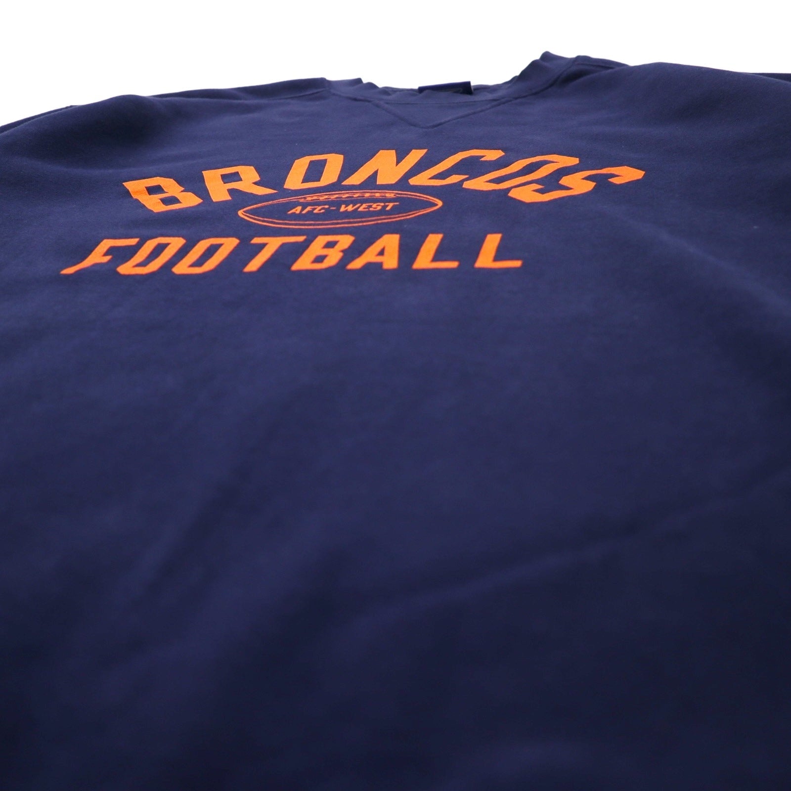 Reebok anni '00 NFL Stampa Felpa XL Blu scuro Cotone Felpata Fodera interna con V sul davanti BRONCOS FOOTBALL Oversize