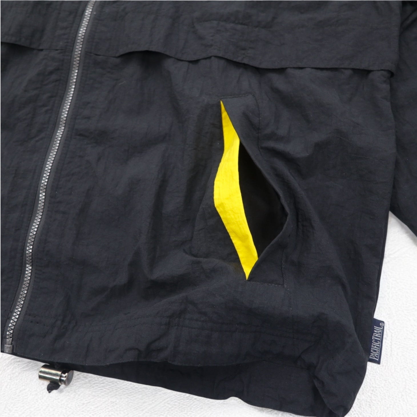PACIFIC TRAIL (LONDON FOG) Shell Parka Anni '90 Taglia L Nero Nylon Coulisse Prodotto in Sri Lanka