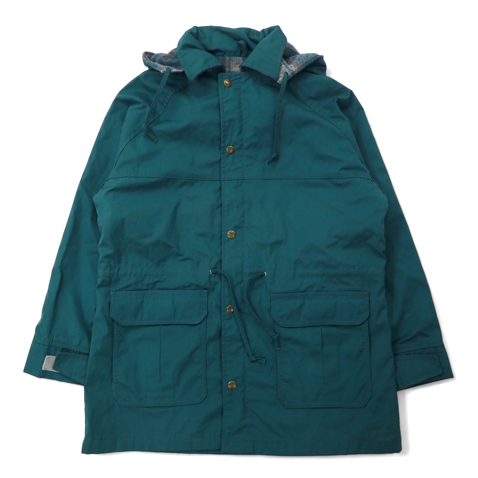 Woolrich USA, anni '70, parka da montagna, taglia M, verde, misto poliestere/cotone 65/35, fodera in coperta, cappuccio staccabile, coulisse, etichetta bianca