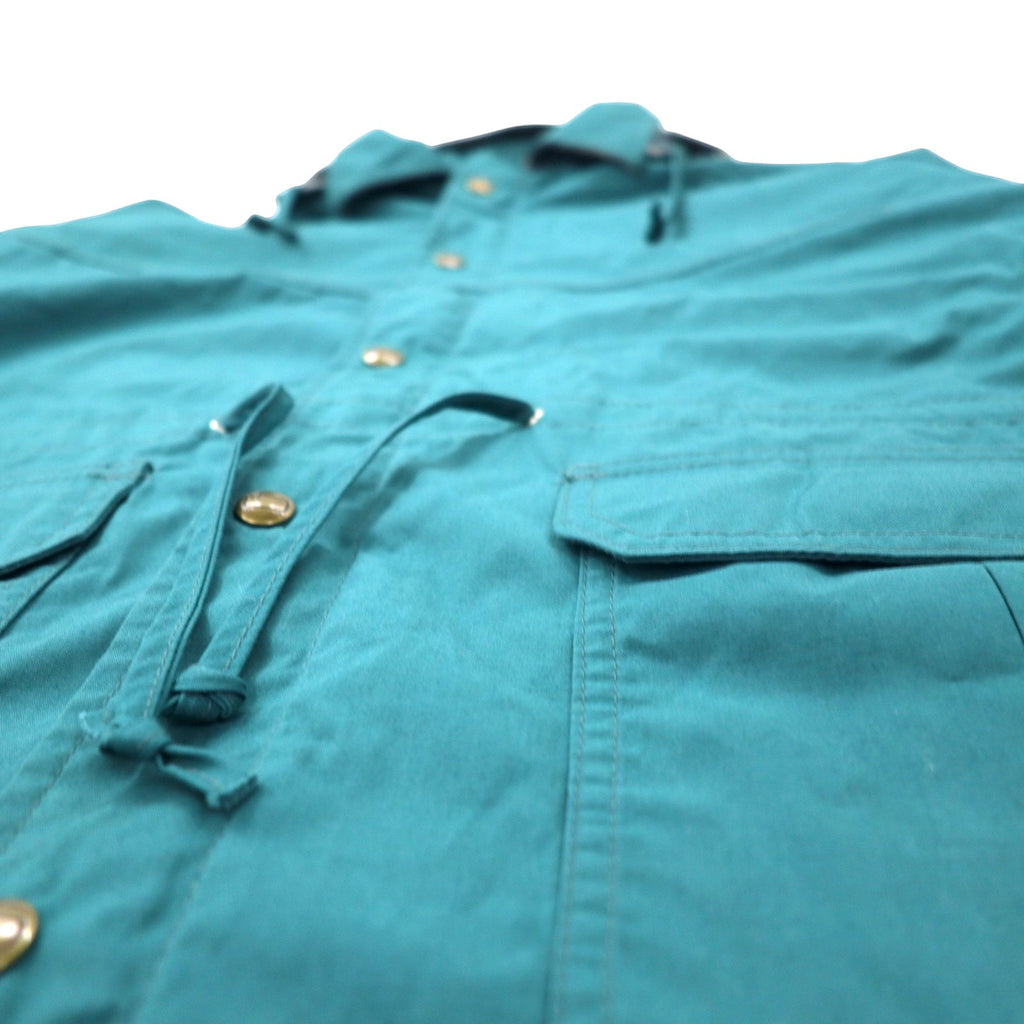 Woolrich USA, anni '70, parka da montagna, taglia M, verde, misto poliestere/cotone 65/35, fodera in coperta, cappuccio staccabile, coulisse, etichetta bianca