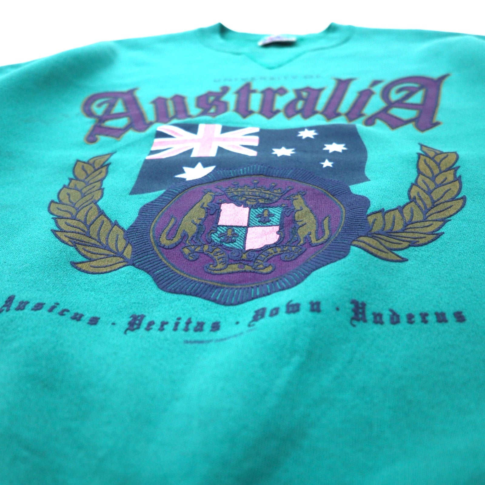 Hanes USA 90s CLASSICS Felpa Stampa College XL Verde Cotone UNIVERSITY OF AUSTRALIA Logo ad arco