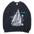 FRUIT OF THE LOOM Prodotto negli USA anni '90 Felpa stampata XL Nera Cotone Interno felpato St. Maarten
