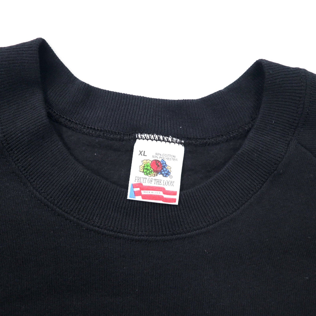 FRUIT OF THE LOOM Prodotto negli USA anni '90 Felpa stampata XL Nera Cotone Interno felpato St. Maarten