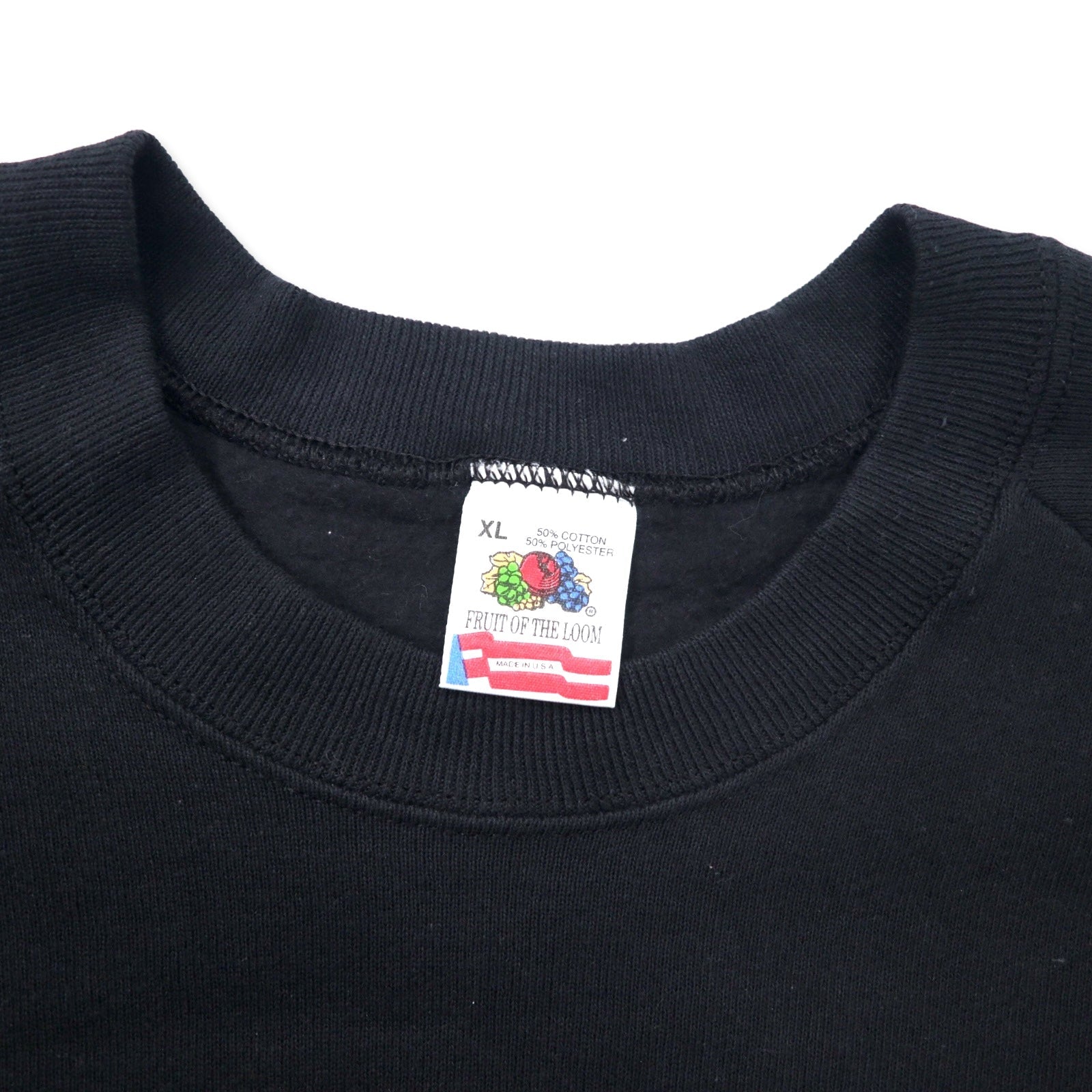 FRUIT OF THE LOOM Prodotto negli USA anni '90 Felpa stampata XL Nera Cotone Interno felpato St. Maarten