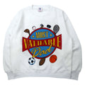 DELTA Made in USA Anni '90 Felpa stampata FIFTY-FIFTY L Bianca Cotone Felpata all'interno MOST VALUABLE DAD