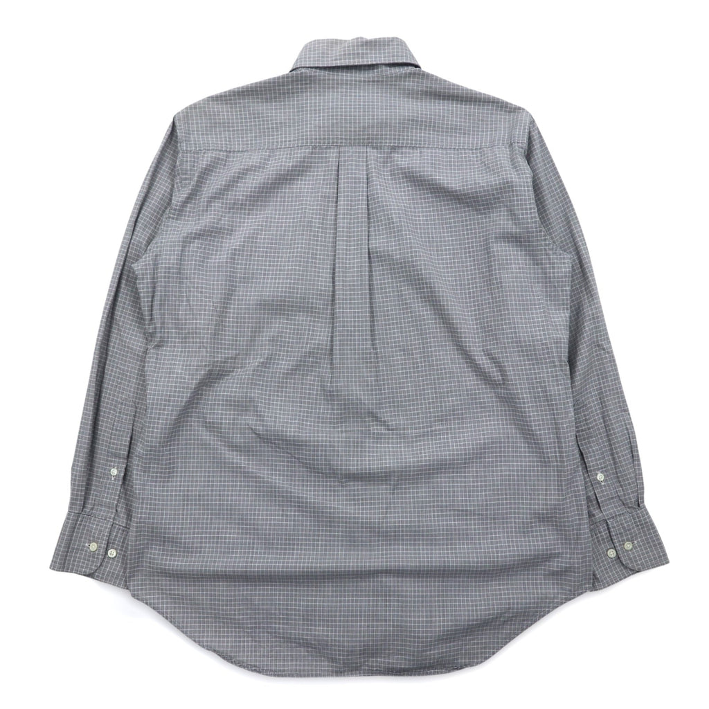 LANVIN CLASSIQUE Anni '90 Camicia button-down S Grigia Cotone a quadri Windowpane