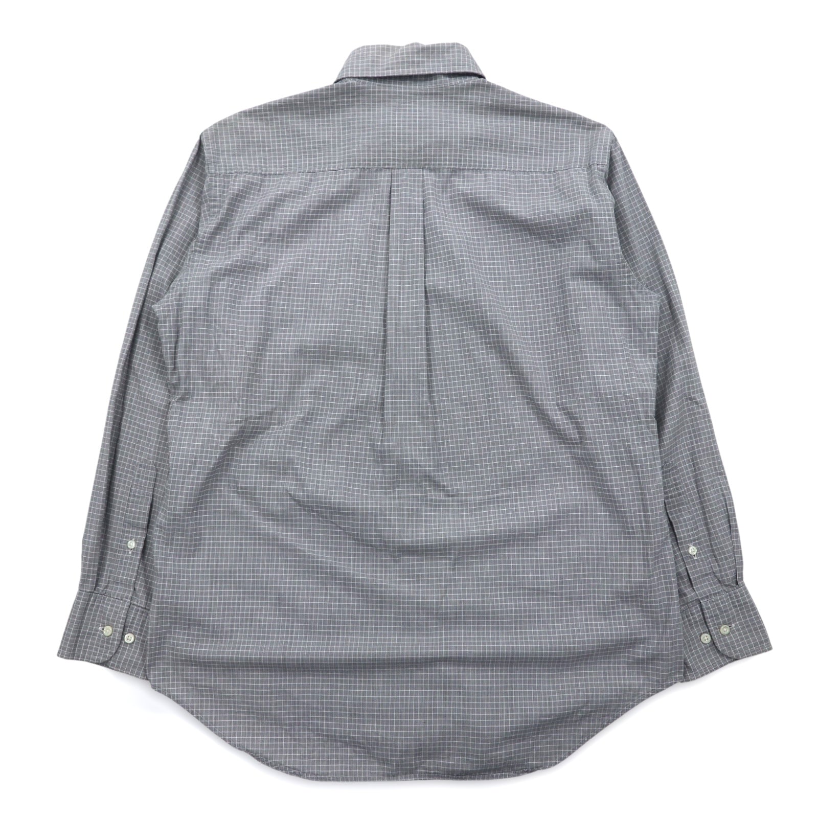 LANVIN CLASSIQUE Anni '90 Camicia button-down S Grigia Cotone a quadri Windowpane