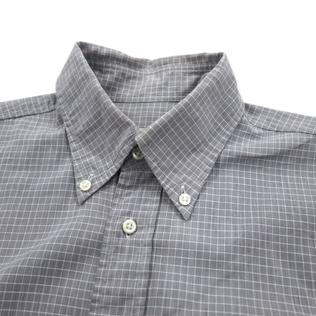 LANVIN CLASSIQUE Anni '90 Camicia button-down S Grigia Cotone a quadri Windowpane