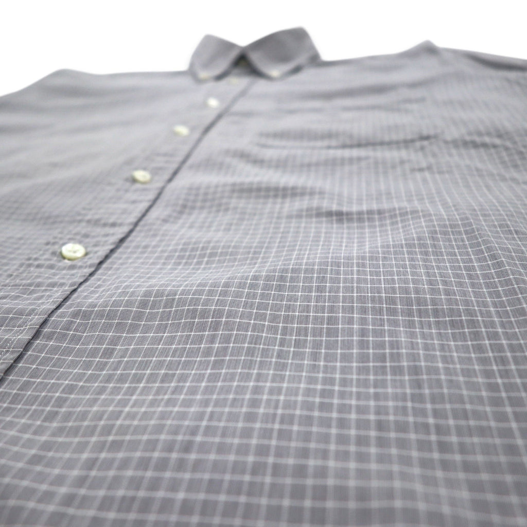 LANVIN CLASSIQUE Anni '90 Camicia button-down S Grigia Cotone a quadri Windowpane