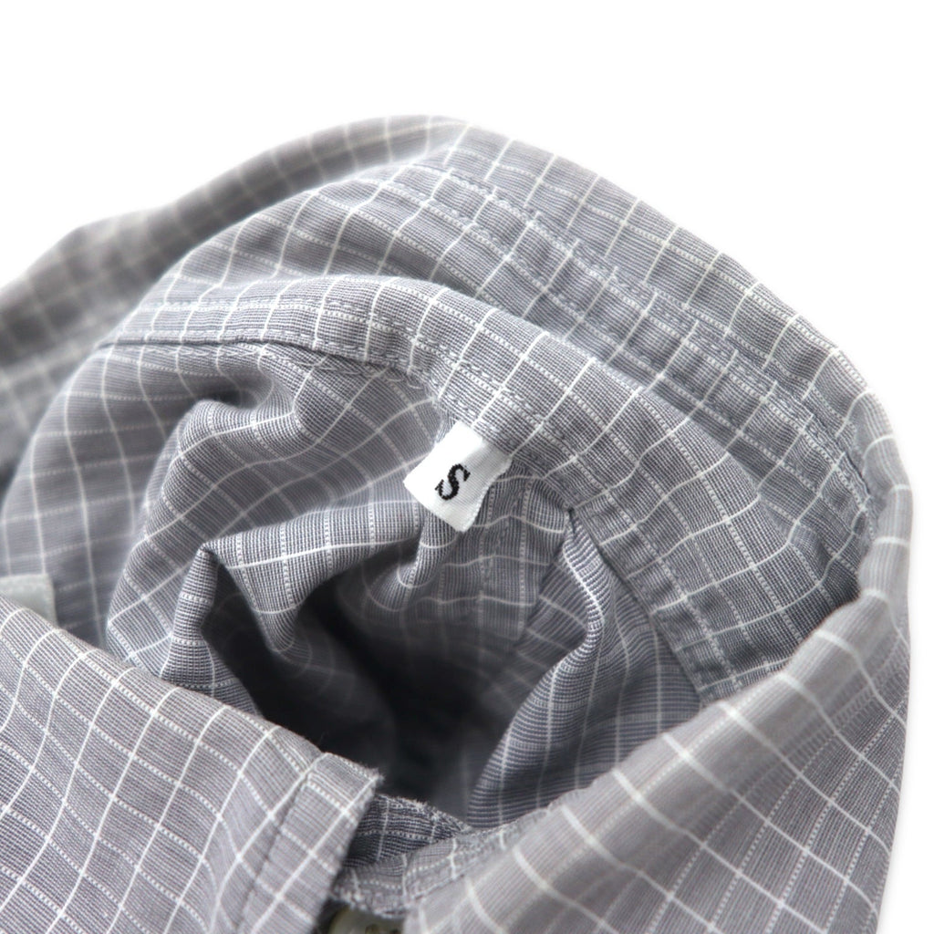 LANVIN CLASSIQUE Anni '90 Camicia button-down S Grigia Cotone a quadri Windowpane